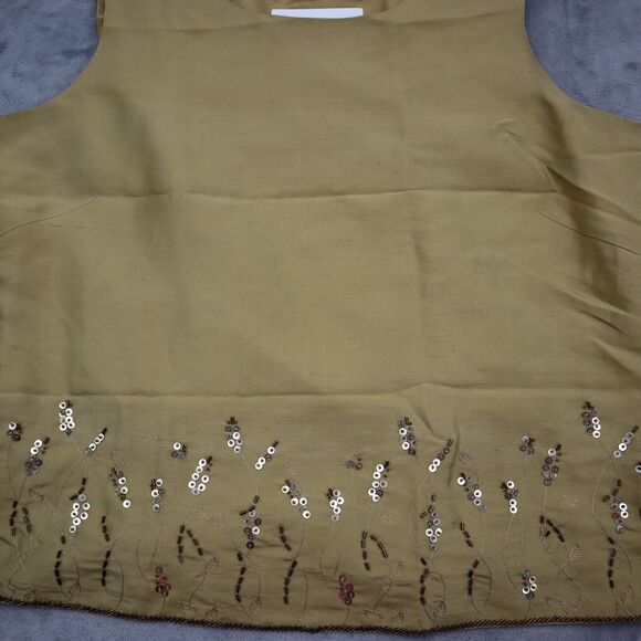 ISC Shirt Womens L Gold Sequin Sleeveless Scoop Neck Side Zip Casual Top - Picture 9 of 14